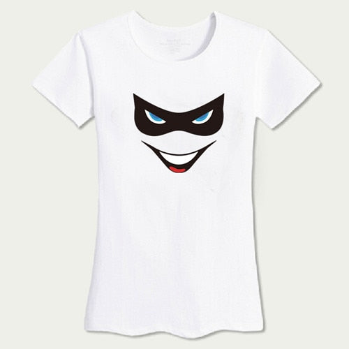 EAST KNITTING H547 Women T Shirt 2017  Summer Style T-shirt Batmen -Harley Face Adult Tee Harajuku Couple Tee Plus Size