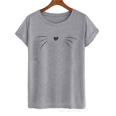 H1121 New Summer Lovely Face Women Cute Tops Beard Print Unisex Casual T Shirt