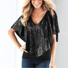 Beautiful Sequin Women Lady Sparkle Glitter Tank Short sleeve Top T-Shirt Hot