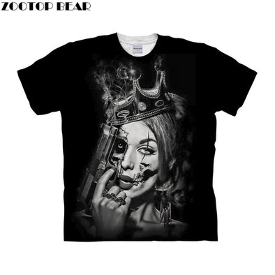 Beauty Skull tshirt 3d t shirt Mens t-shirt Black Top Tee Short Sleeve Tee Fashion Camiseta 6xl Streetwear Drop Ship ZOOTOP BEAR