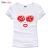 2018 summer Face Glasses Lips Girl Beauty Women T Shirts Printed Lady Tops Short Sleeve O-Neck T-shirt