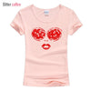 2018 summer Face Glasses Lips Girl Beauty Women T Shirts Printed Lady Tops Short Sleeve O-Neck T-shirt