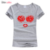 2018 summer Face Glasses Lips Girl Beauty Women T Shirts Printed Lady Tops Short Sleeve O-Neck T-shirt