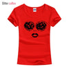 2018 summer Face Glasses Lips Girl Beauty Women T Shirts Printed Lady Tops Short Sleeve O-Neck T-shirt