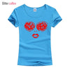 2018 summer Face Glasses Lips Girl Beauty Women T Shirts Printed Lady Tops Short Sleeve O-Neck T-shirt