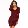 Newly Design Women Dresses Evening Party Beautiful OL Woman Bodycon Long Sleeve Square Collar Shiny Woman Dress 81228