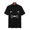 Harajuku Black T Shirt Women Tops Punk Cartoon Cat Face Letter Print Tee Shirt Femme T-shirt Casual Tee Shirt O-neck Rock Tops