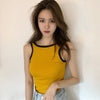 Women Sexy O Neck Knitted Tank Tops Slim Patchwork Beauty Back Vest Sleeveless Casual Tshirt Female Solid Fitness Top Women