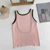 Women Sexy O Neck Knitted Tank Tops Slim Patchwork Beauty Back Vest Sleeveless Casual Tshirt Female Solid Fitness Top Women