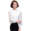 Elegant Office Lady Shirts Fashion Neckline hiffon Women Blouses Shirt Sexy Long Sleeve Blusas Feminina Tops Line Of Beauty